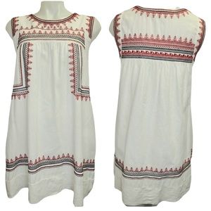Honey Punch White Embroidered Sleeveless Shift Dress Sz S